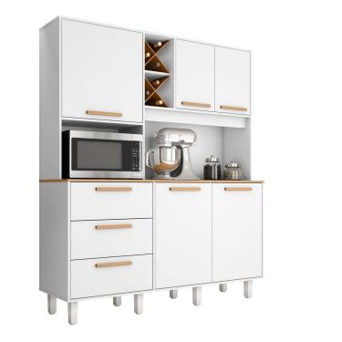 Imagem de Kit Max Armário para Cozinha 5 Portas 3 Gavetas 1,60 M Branco