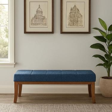 Imagem de Puff para Sala de Estar 160x40cm Linho Lúcia Azul