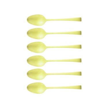 Imagem de 6 Colheres De Sobremesa Aço Inox Berna Champanhe Fosco Wolff