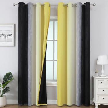 Imagem de Cortinas Estelar Textiler 132x244cm Preto Amarelo Ombre