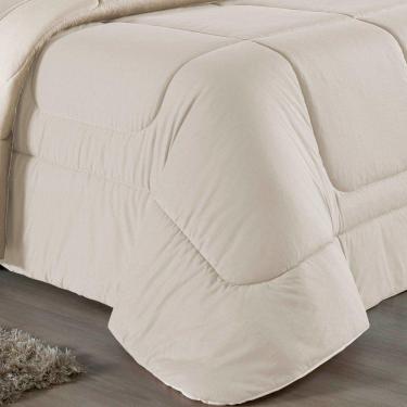 Imagem de Kit Edredom Dupla Face + Jogo De Lençol Casal Nobre 6 Peças Malha 100% Algodão - Palha