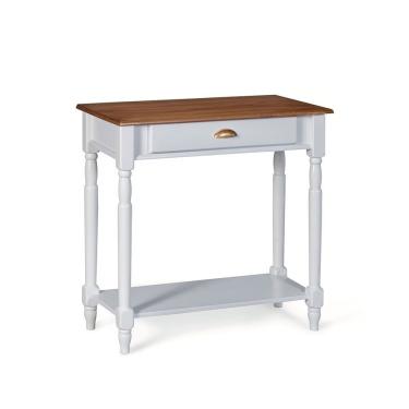 Imagem de Bancada Aparador Mini Lavabo 1 Gaveta e Prateleira Linz Móveis - Off White/Imbuia Glazer