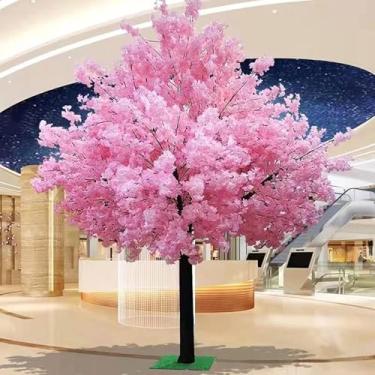 Imagem de Árvore De Cerejeira Para Interior E Exterior, Cerejeira Chorosa, Árvore De Cerejeira Artificial, Árvore De Cerejeira Anã, Árvore Artificial Com Hastes De Madeira Real, Pink, 1mX80cm