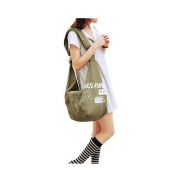 Imagem de Bolsa Tote de Lona Feminina Yogodlns - Grande Capacidade - Estampa com