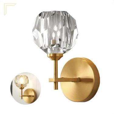 Imagem de Arandela Dourada Cristal Vidro Transparente Quarto Lup60 - Acende a Lu
