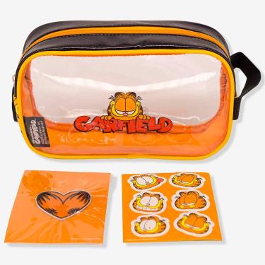 Imagem de Necessaire Garfield Monday Necessaire com Adesivos Garfield em Plástico PP 14x23x6CM Laranja para Uso Diário
