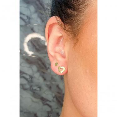 Imagem de Brinco Floratta Joias Duo Coração Pequeno e Pingente Vazado Trabalhado Banhado em Ouro 18K 0,4CM e 0,7CM Dourado