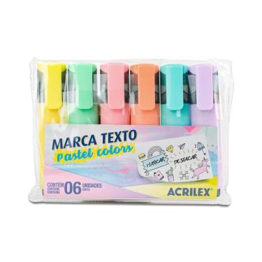 Imagem de Marca-texto Acrilex Pastel Colors com Ponta Chanfrada e Escrita Macia Kit com 6 Unidade...