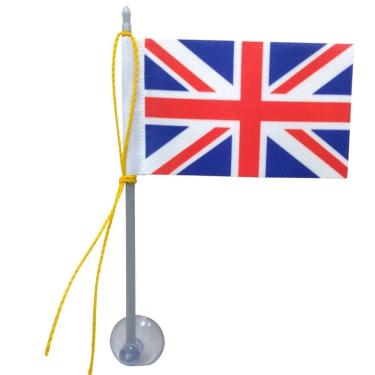 Imagem de Mini Bandeira com Ventosa para Vidro Reino Unido Poliéster 5,5CM X 8,5CM Mastro 15CM Vermelho SP Bandeiras