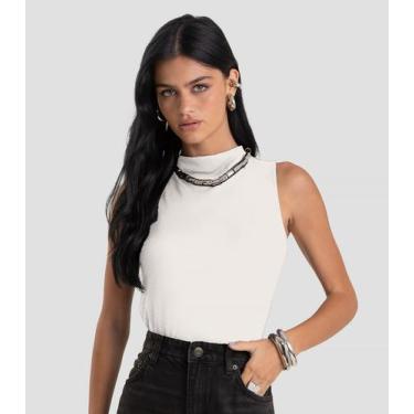 Imagem de Regata Feminina com Gola Alta Dianna Bege, GG, Bege