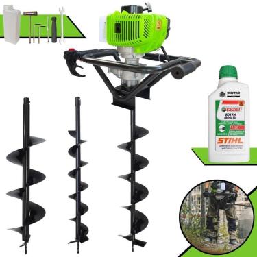 Imagem de Perfurador de Solo MPS52 a Gasolina 52CC 1,8HP com Brocas 80CM e Óleo 2T 500ML Menegotti