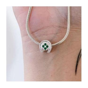 Imagem de Berloques Pingentes Fé e Sorte em Prata 925 Legitima, Trevo e Ferradur