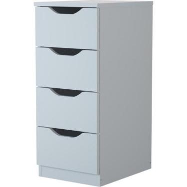 Imagem de Gaveteiro Multivisão Moderno 4 Gavetas em MDF com Acabamento UV Branco para Escritório Ou Home Office