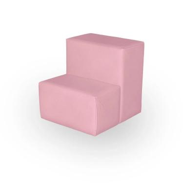 Imagem de Escada Escadinha Auxiliar Para Pedicure Maca Estética Corino Rosa