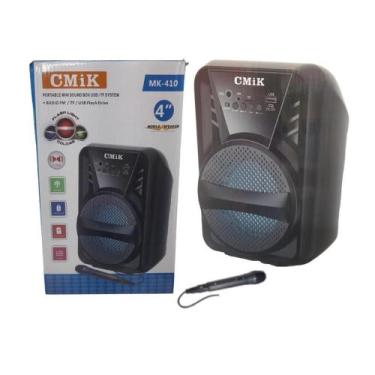 Imagem de Caixa de som com microfone bluetooth auto falante led portatil karaoke