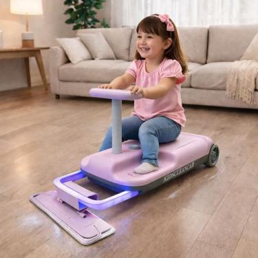 Imagem de Carrinho Infantil Elétrico Rosa Com Mop Removível 2em1 - Danasci