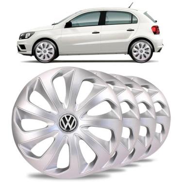 Imagem de Jogo 4 Calota Velox Aro 14 Prata Vw Gol Saveiro Fox Polo Up - Elitte