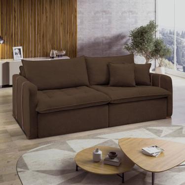 Imagem de Sofá Cama Retrátil e Reclinável 2 Lugares Pés Madeira Maciça 220Cm Michigan Yescasa Marrom