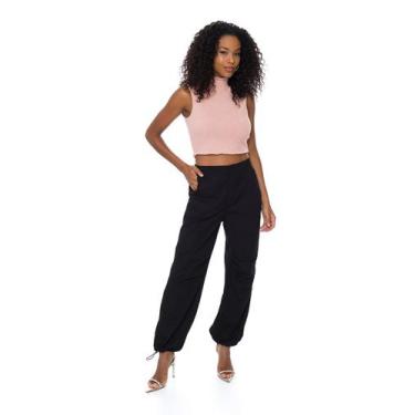Imagem de Blusa  cropped sem manga gola alta lurex, brilho e sofisticação em um 