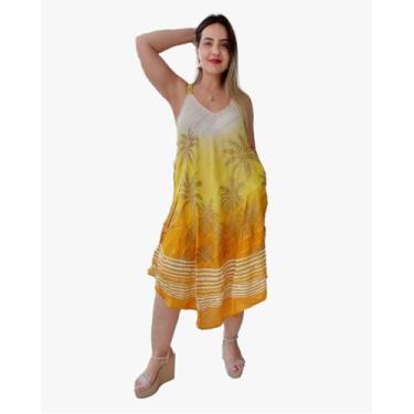 Imagem de Vestido Feminino Indiano Lurex Premium Alça c/ Regulagem e Bolsos Trap