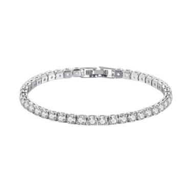 Imagem de Pulseira De Tênis Feminina De Luxo Em Prata Com Zircônia De Cristal Ar