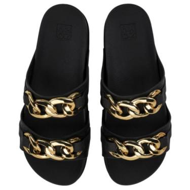 Imagem de Tamanco Zaxy Slide Tratorado Adulto Feminino Corrente Papete, Preto, 3