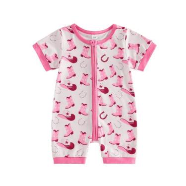 Imagem de Macacão Lefyira Western Baby Girl com estampa de cavalo de 0 a 3 meses