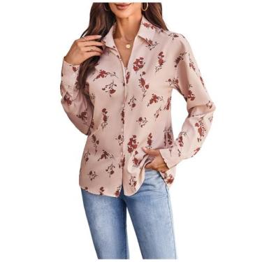 Imagem de Blusa floral feminina SweatyRocks com botões tamanho L