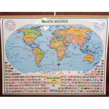 Imagem de Mapa Mundi em Braile - Laminado com Moldura em MDF - B.i.a Editora