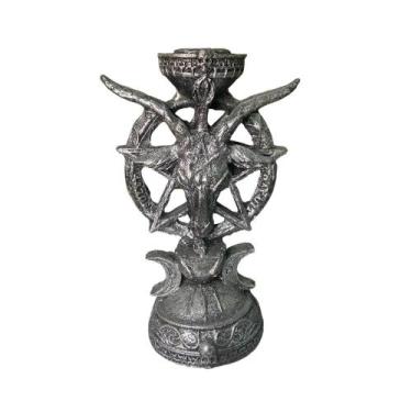 Imagem de Castiçal Baphomet em Resina - 14cm de Altura - no-brand, Suva Gray