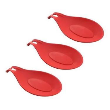Imagem de KIT 3 DESCANSO UTENSILIOS SILICONE UNY HOME Cor:Vermelho - UNYHOME, Ve