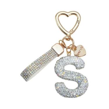 Imagem de Chaveiro De Luxo Com Inicial Em Inglês E Incrustação De Diamantes, Pin