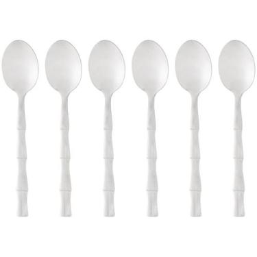 Imagem de 6 Colheres para Sobremesa Lyor Bambu Elegant de Aço Inox