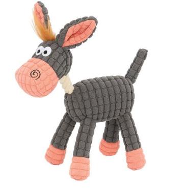 Imagem de Brinquedo De Cachorro Pelúcia Mordedor Pet Burrinho Com Apito 22x10cm 
