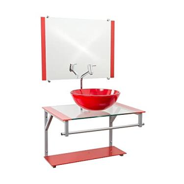 Imagem de Gabinete Vermelho 60cm de Vidro Para Banheiro -CR35- Dahora