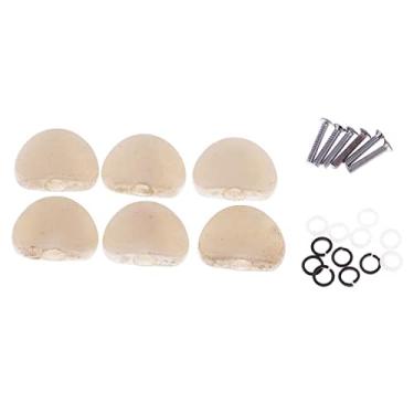 Imagem de Fancyes 6 peças de pinos brancos de afinação, chaves de cabeça de máquina, botões para peças de guitarra