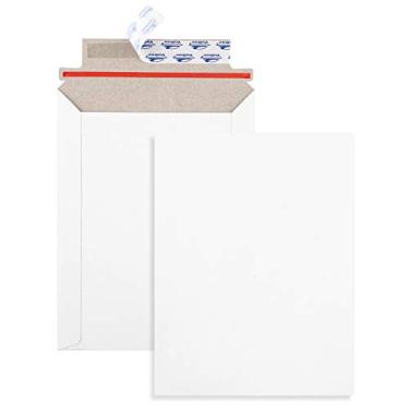 Imagem de Envelopes de papelão branco ValBox 15 x 20 cm com selo automático para fotos e documentos, pacote com 25 envelopes de papelão Stay Flat Branco, 16 x 21 cm