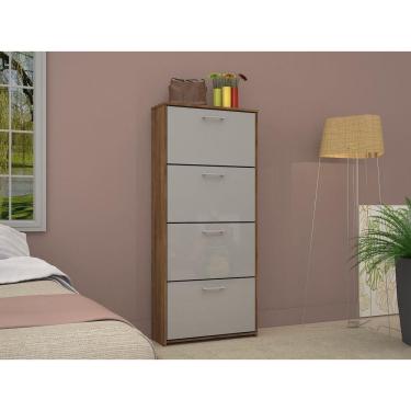 Imagem de Sapateira Vertical Anne 4 Portas Canela Off White