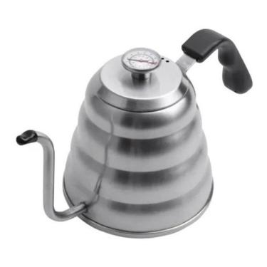 Imagem de Bule Chaleira De Aço Inox Com Termômetro E Bico De Pescoco De Ganso 1,2L