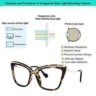 Imagem de Voogueme Tartaruga Olho Olho Azul Luz Azul Bloqueando Óculos para Mulheres Anti UV Eyestrain Eyewear Janina OX006465-03, Grande