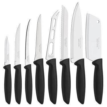 Imagem de Jogo de Facas Tramontina Plenus com Lâminas em Aço Inox e Cabos de Polipropileno Preto 8 Peças Tramontina