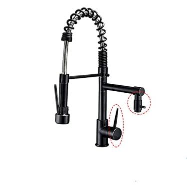 Imagem de Torneira de cozinha de bico duplo 360 graus de rotação primavera pull down pulverizador deck montado torneira de pia de cozinha misturador torneiras, orb a, china