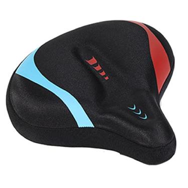 Imagem de QWERTYUI Assento de bicicleta confortável extra largo macio respirável absorvente selim de bicicleta espuma de memória substituição universal de assento de bicicleta para bicicletas de montanha, bicicletas de estrada, vermelho, tamanho único