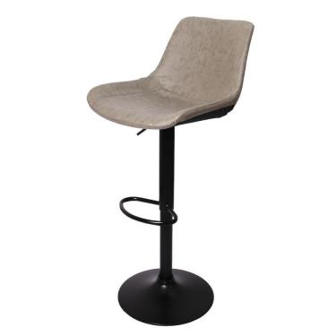 Imagem de Banqueta Alta Estofada Com Encosto Alto Giratória Roma Cinza