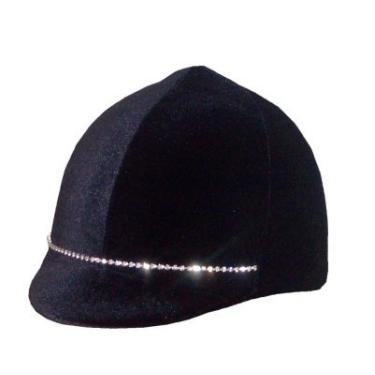 Imagem de Capa de capacete de equitação - Veludo preto com strass