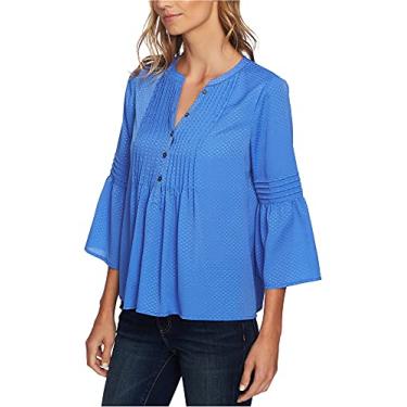 Imagem de CeCe Womens Pintuck Pullover Blouse, Blue, X-Small