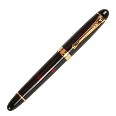 Imagem de BE-TOOL Caneta-tinteiro, X450 Mármore Caneta-tinteiro Ponta Média Acabamento Dourado para Caligrafia Assinatura Escritório Escola de Negócios 16 Estilos (1 Pacote)