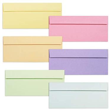 Imagem de Envelopes coloridos tamanho carta, pacote com 36 envelopes corporativos, 10 x 24 cm, 6 cores pastel
