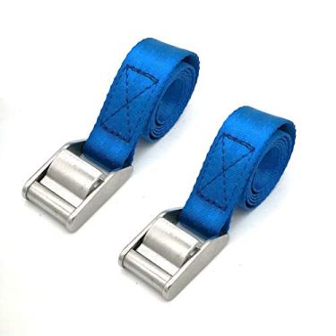 Imagem de Jingyi 1" (L) x 30" (C) tiras de amarração de carga, fivela de aço inoxidável, fivela de fundição resistente, tiras de catraca de poliéster azul durável, amarração de motocicletas, cargas de reboque, 2 pacotes