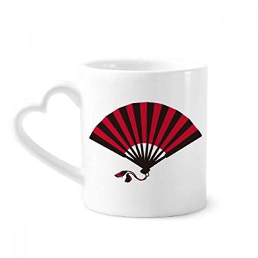 Imagem de Caneca de cerâmica japonesa vermelha e preta copo de coração de vidro